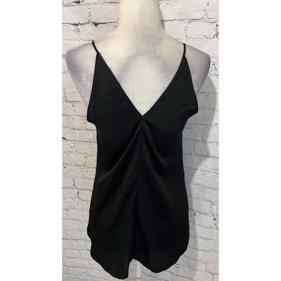 Lush Black Cami Top Square Neck And V Back Polyester Size XS - Picture 4 of 6